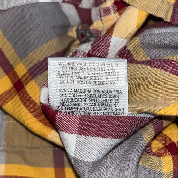Eddie Bauer Kids Plaid Button Down Shirt yellow burgundy gray white boy's size 7 - Picture 15 of 16